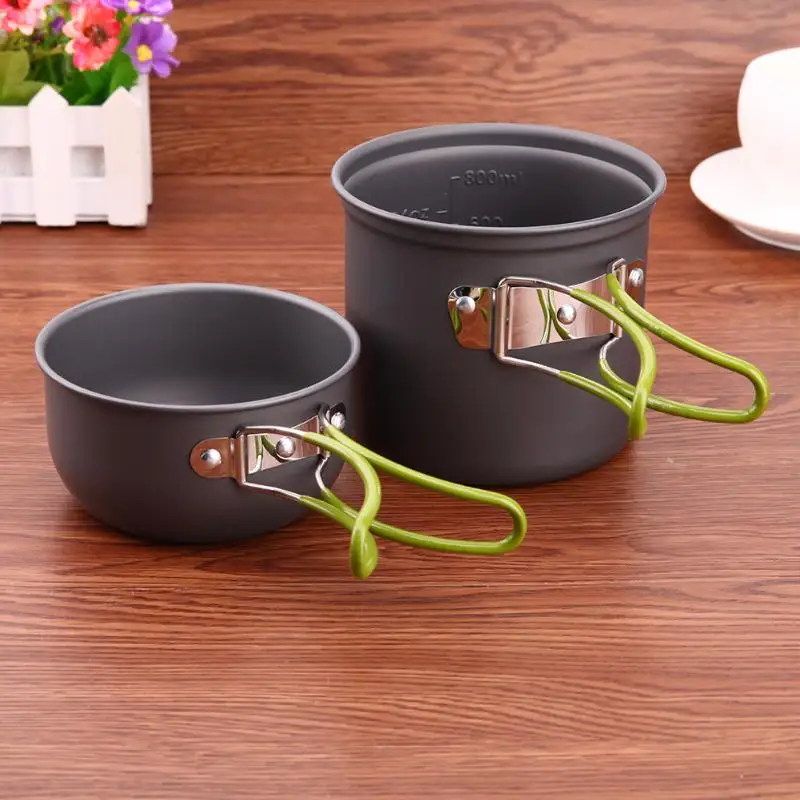 Nuevos utensilios de cocina ultraligeros para acampar al aire libre senderismo Picnic Backpacking vajilla sartén 1-2 personas olla antiadherente sartenes cuencos