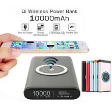 10000mAh power Bank Qi Беспроводная Быстрая зарядка USB светодиодный портативный аккумулятор зарядное устройство 25