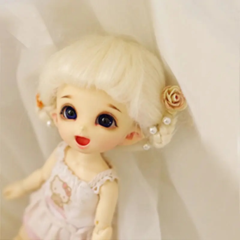 Бежевый Длинные шерстяной парик/волосы для 1/8 PUKIFEE AE LATI BJD Dollfie 12 см/4,7"