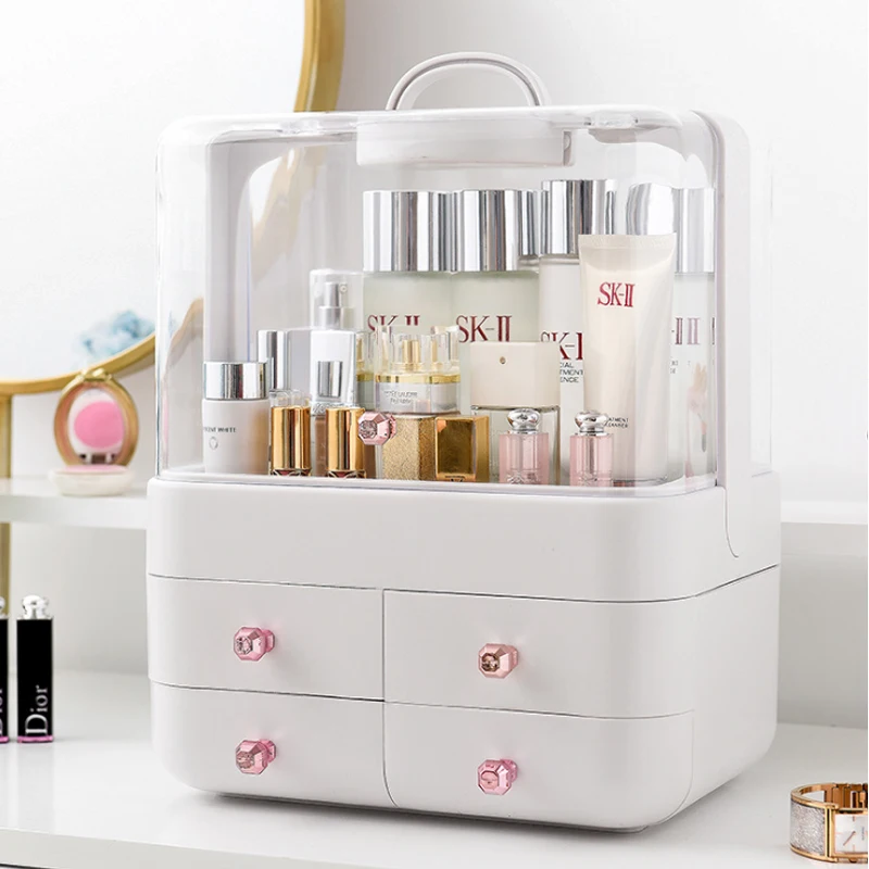 

HUNYOO 2019 New Listing Cosmetics Storage Box Dust Desktop Home Multi-function Dressing Table Lipstick Skin Care Rack/box