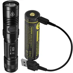 Nitecore EC20 960 люмен светодиодный фонарик EDC на открытом воздухе + 18650 usb-порт для зарядки батареи + зарядный кабель водонепроницаемый фонарь Lanterna