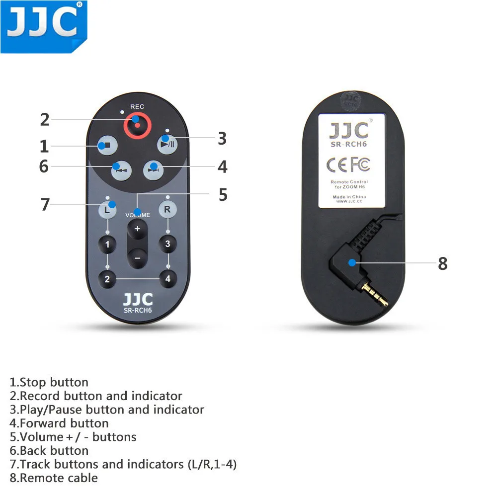 JJC 1,5 m SR-RCH6 проводной пульт дистанционного управления для ZOOM H6 Handy recorder заменяет ZOOM RCH6