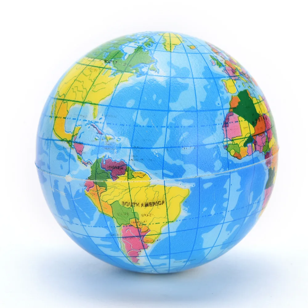 World Map Earth Globe Bouncy Ball Foam Ball Stress Relief Kids Atlas GeograPTHP0 