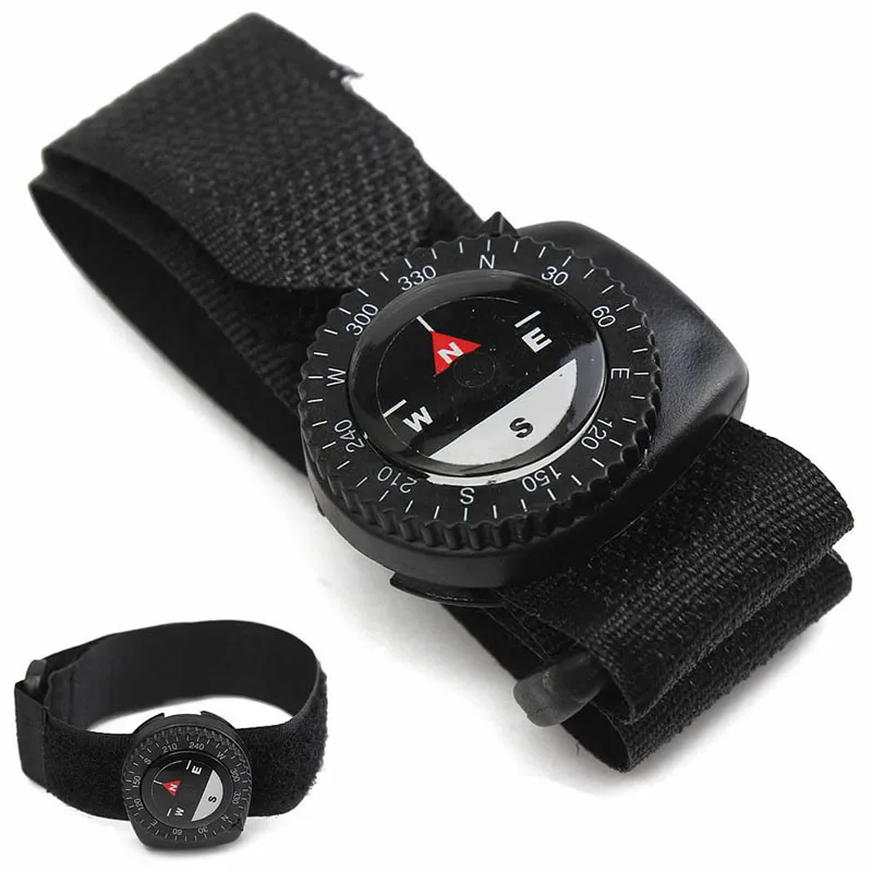 Outdoor Clip-On Watchband Compass Nylon Band Bracelet with Closure Portable