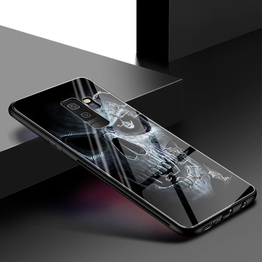 Чехол для samsung S9 Plus, стеклянный чехол с рисунком черепа, чехол для samsung Galaxy Note 8 9 10 plus S8 S9 S10 Plus lite - Цвет: 01100