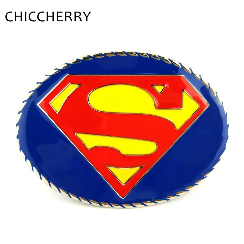 Blue Superhero Superman Fivela Buckle Metal Men's Belts Accessories Hebillas Cinturon On Male Girdle For 4cm