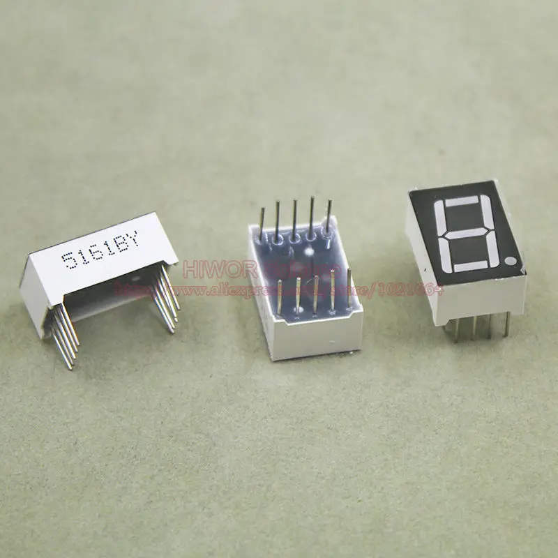 

(10pcs/lot) 10 Pins 5611BG 0.56 Inch 1 Bit Digit 7 Segment Yellow LED Display Share Common Anode Digital Display