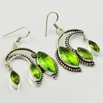 

Peridots , Silver Overlay on Copper Earrings, , 54mm , E1983