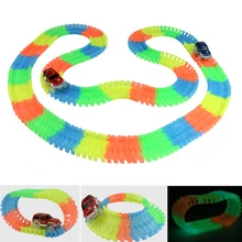 HUIMEI Miraculous Glowing Race Track Bend Flex Flash in the Dark Assembly Car Toy 162/165/220/240pcs Glow Racing Track Set magic track mini racing car race cars track luminous road slot glow in the dark stunt railroad flexible glowing toys for boys