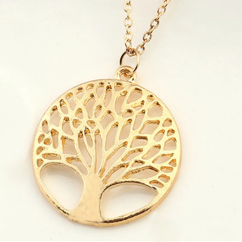 Round Hollow Wishing Tree Pendant Necklace Tree Of Life Pendant Necklace Jewelry Fashion Cute Wedding Part women jewelry,beaded necklace