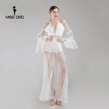 Missord сексуальный глубокий v-образный вырез с открытыми плечами прозрачный кружевной комбинезон FT8163