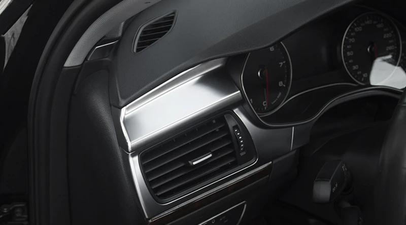 3pcs Car Dashboard Navigation Frame Trim Strip Stainless Steel Styling Interior Accessories 3D Sticker for Audi A6 C7 12-17 (7)