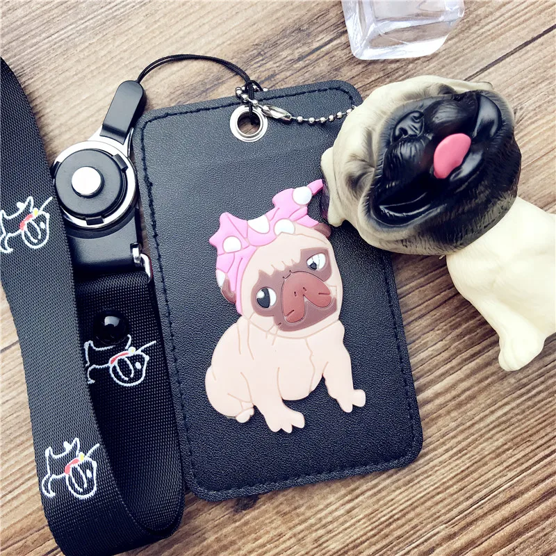 

1Pcs 2018 The New PU leather Cute Doll Student Card Set ID Card Set Keychain Bus Student Bank Card Holder Credit Card Holder