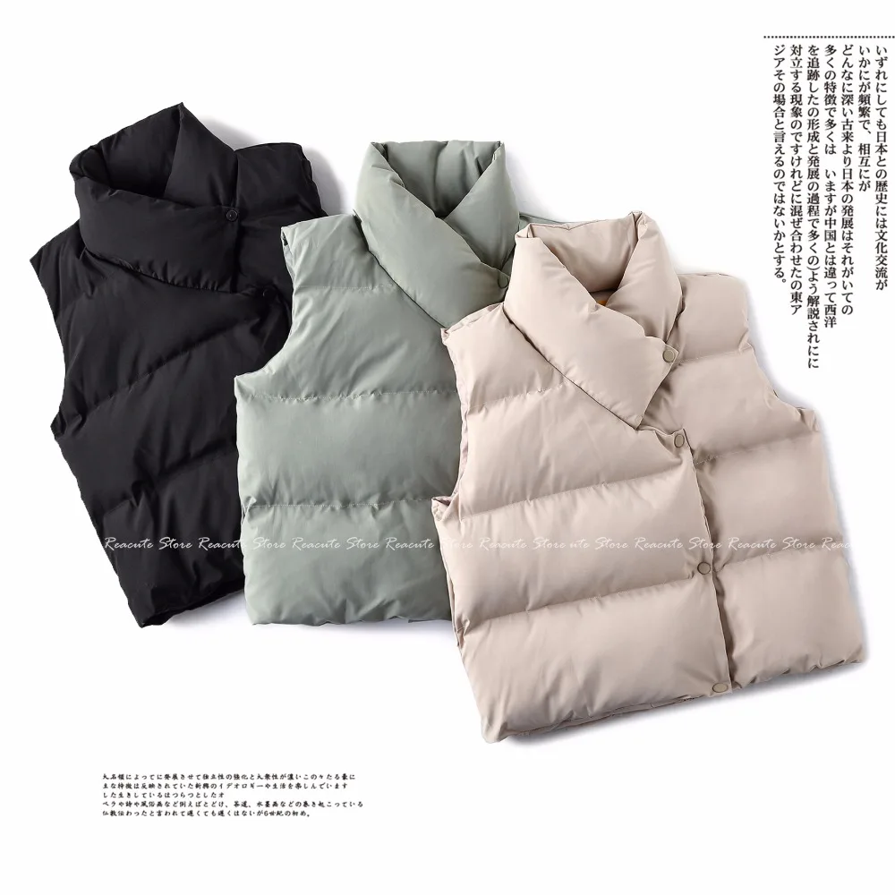 

Autumn Winter Down Vests Coats Women Thick Warm Sleeveless Cotton Liner Jackets Teenagers Loose Casual Parkas Coat Plus Size