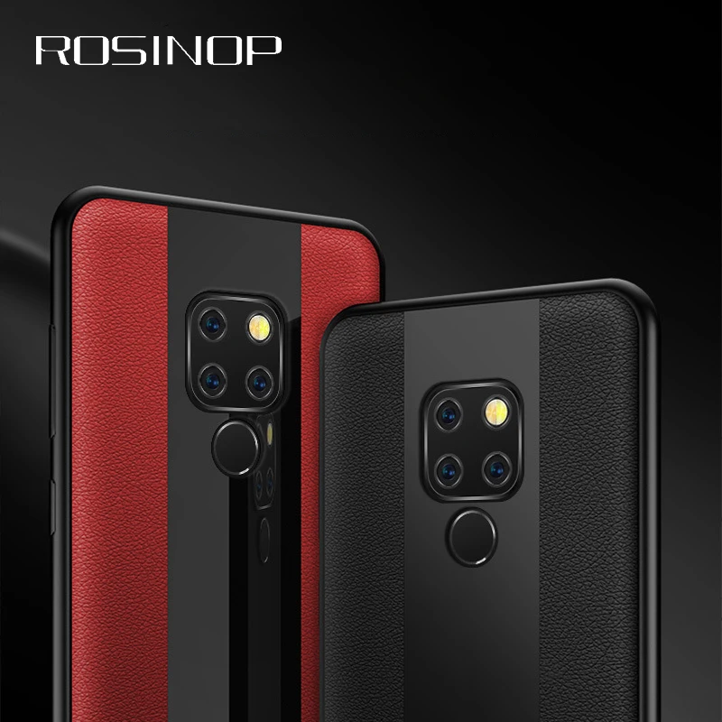 

ROSINOP Business Luxury Leather Phone Case For huawei P20 lite P10 Mate 20 pro 10 Honor 8X 10 Nova 3 Tempered Glass Case Cover
