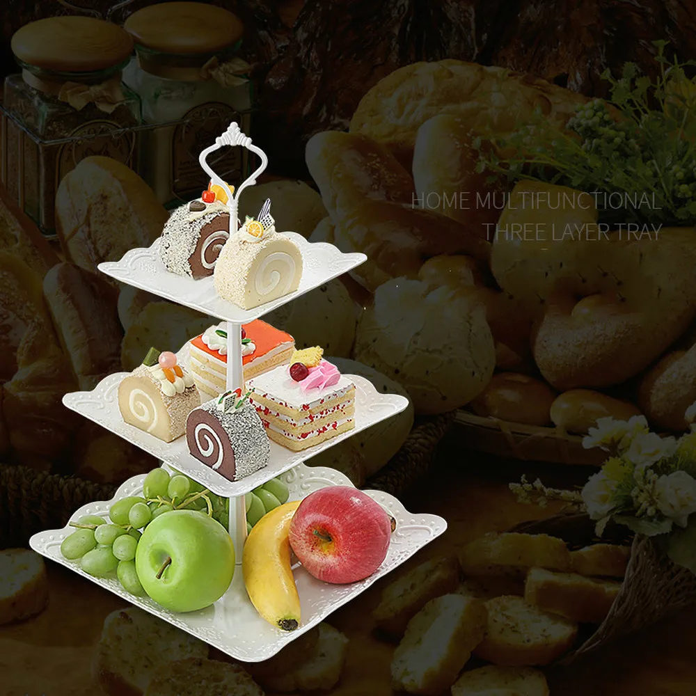 Европейский трехслойная фрукты десертный стол с многослойным покрытием подставка для торта сушеные фрукты закуска к чаю лоток WF411936