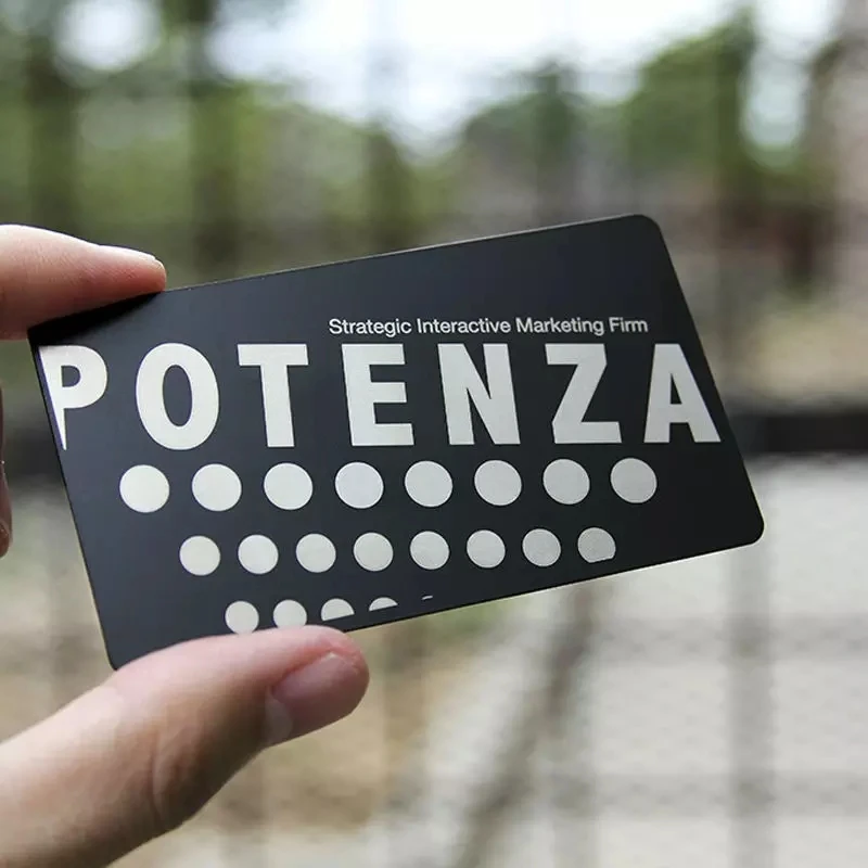 Черный металлическая визитная карточка из нержавеющей стали карта печать белый логотип