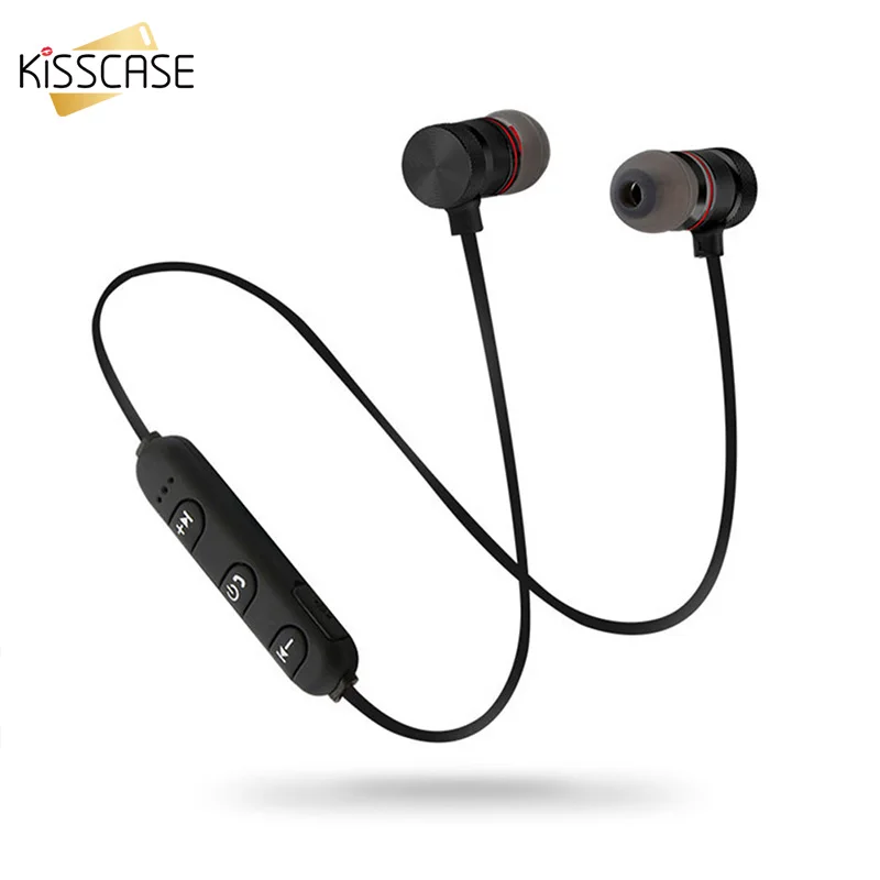 

KISSCASE 4.2 Wireless Earphone for iPhone 11Pro Max X XR Metal Magnetic Bluetooth Headset for Huawei P20 Lite in-ear Earphones