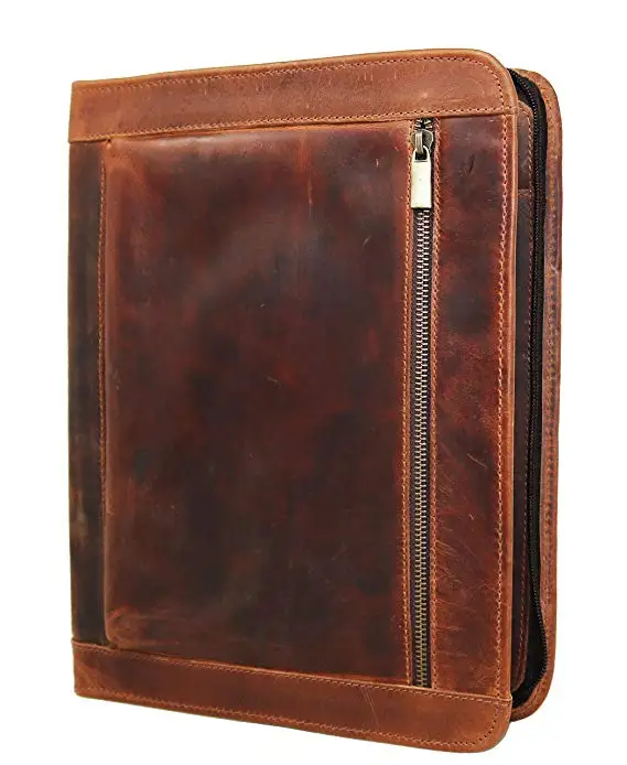 

Handmade Genuine Leather Business Portfolio Durable Leather Portfolio with Sleeves for documents Notepad Compatible