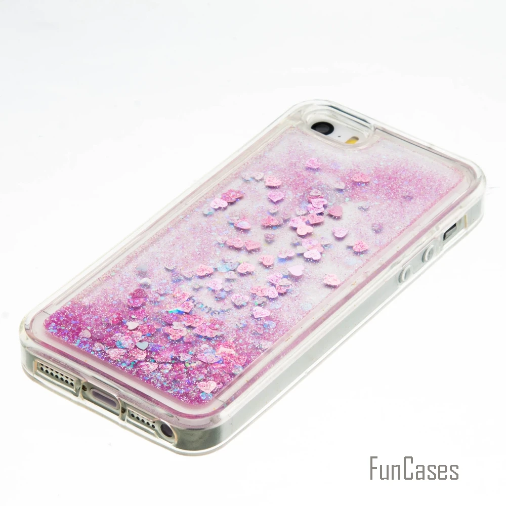 Coque Bling Love Heart Stars Soft TPU Phone Case Cover For iPhone 5C Funda Quicksand Cell Phone Case For iPhone 5C Celular