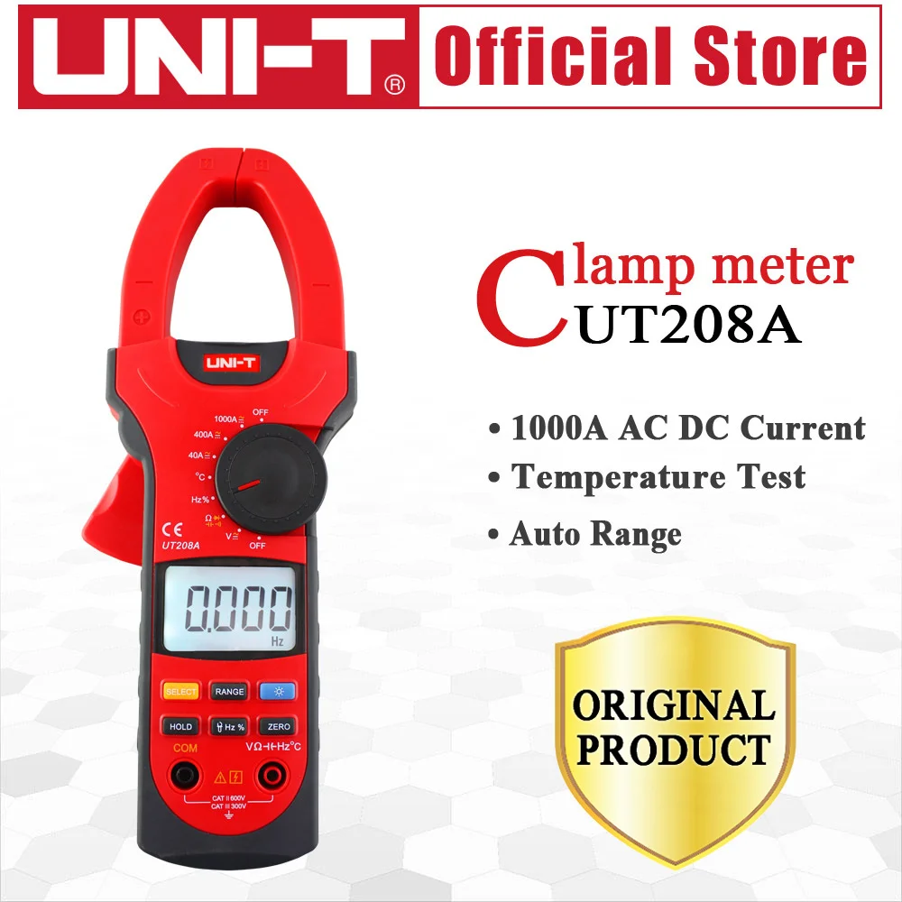 

UNI-T UT208A 1000A Digital Clamp Meters Capacitance Frequency Measure Multimeter Auto Range Capactance Resistance