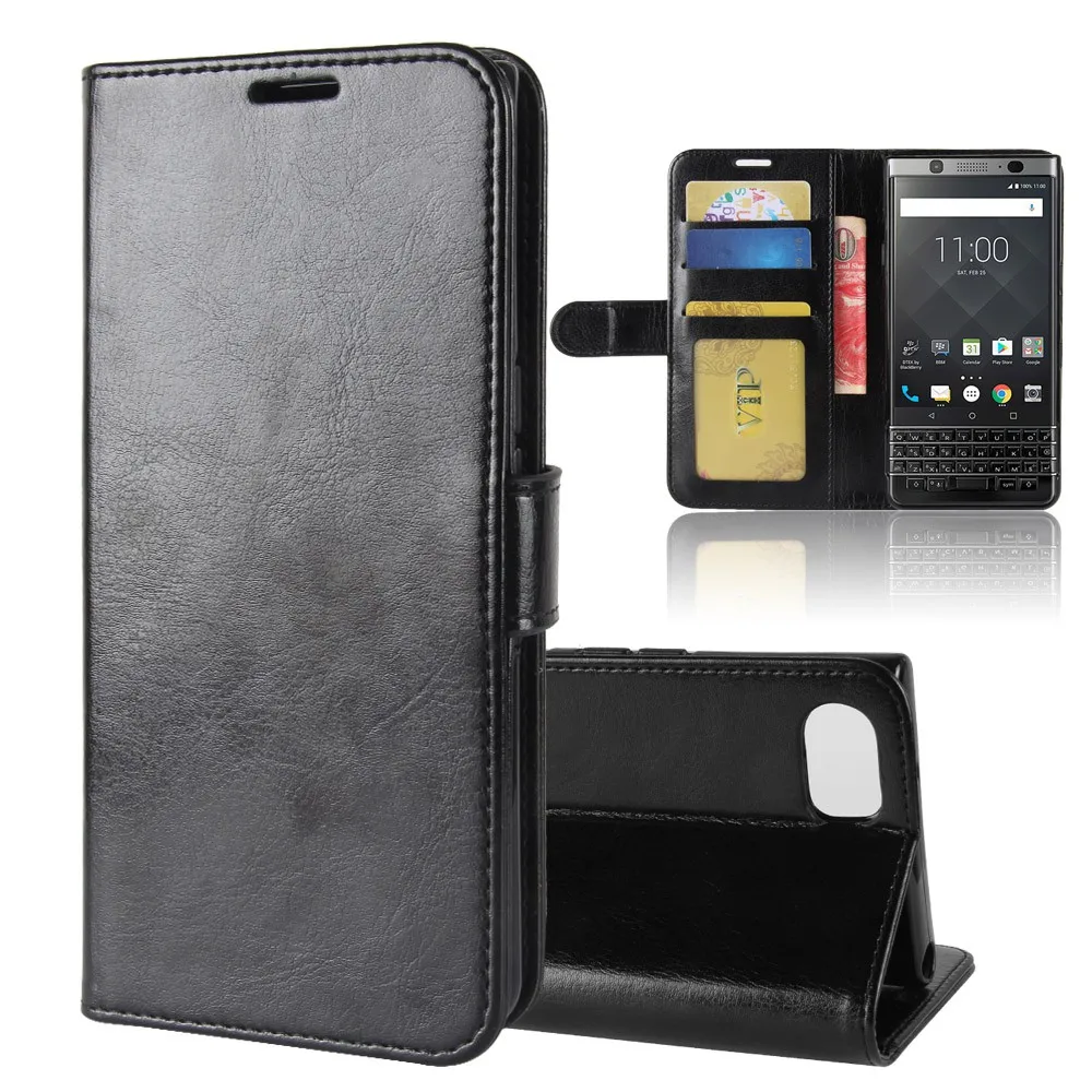 Luxury Flip Case For BlackBerry KEYone Leather Soft back Stand Phone
