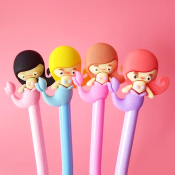 

10pcs factory selling creative stationery, mermaid cartoon primary and middle school students black office signature hl13