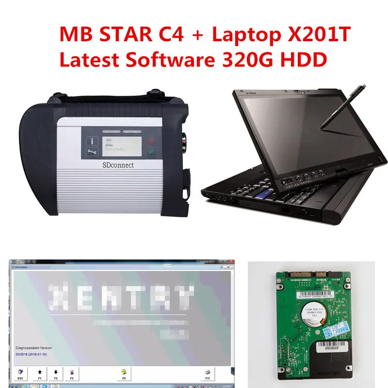Супер Качество MB STAR C4 + ноутбук X201t с 2019 12 Xentry/DAS программным обеспечением HDD OBD 2