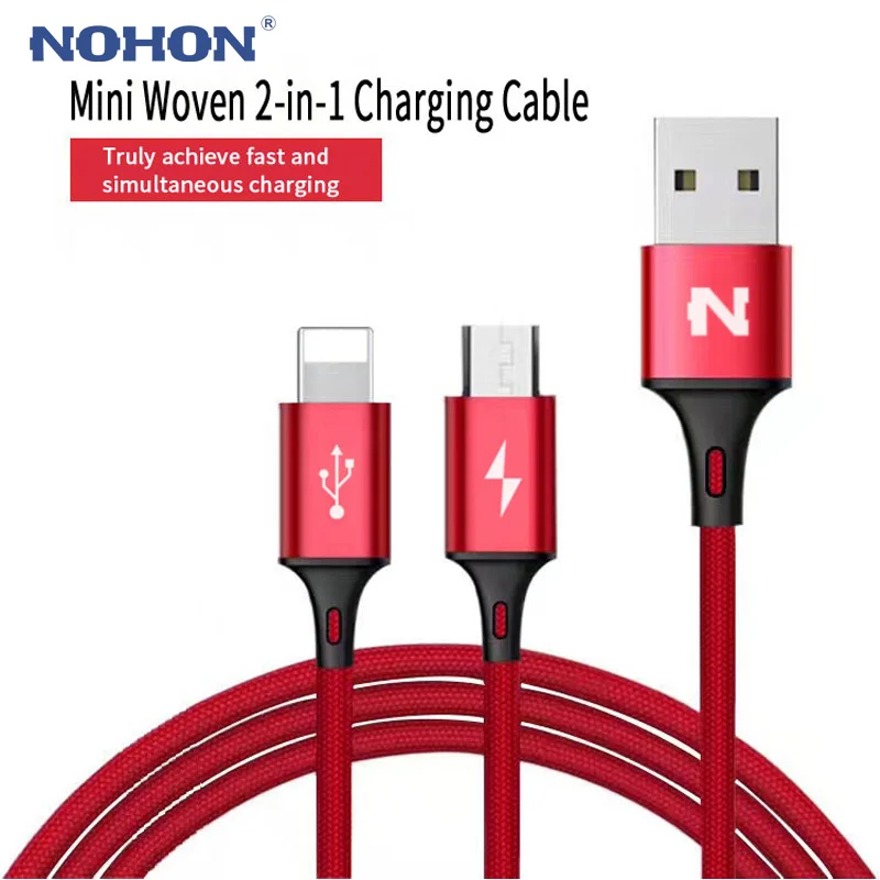 NOHON Micro type C USB кабель type-C 8pin 3 2 в 1 для iPhone 7 6 6S Plus iOS 10 9 8 Android Xiaomi LG кабель быстрое зарядное устройство кабели