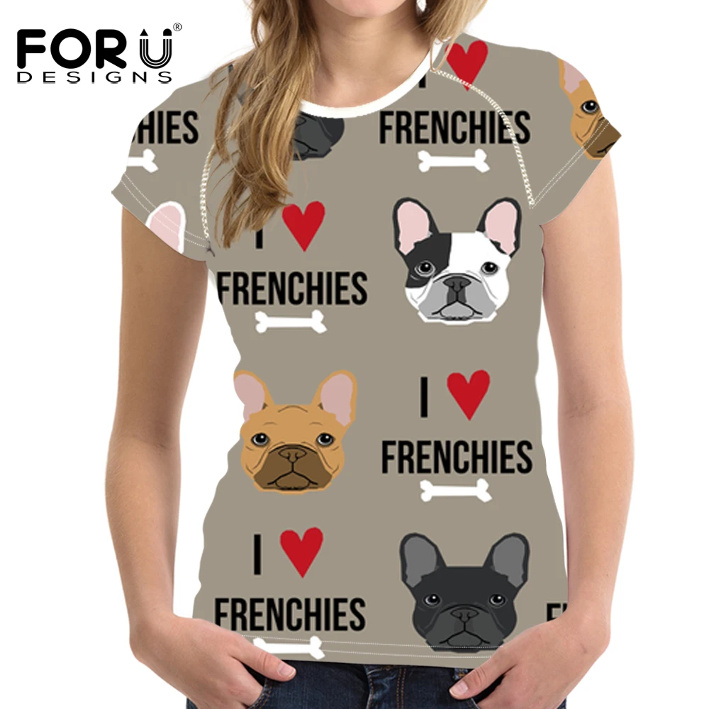 FORUDESIGNS/забавная Футболка с принтом французского бульдога для женщин Kawaii футболка