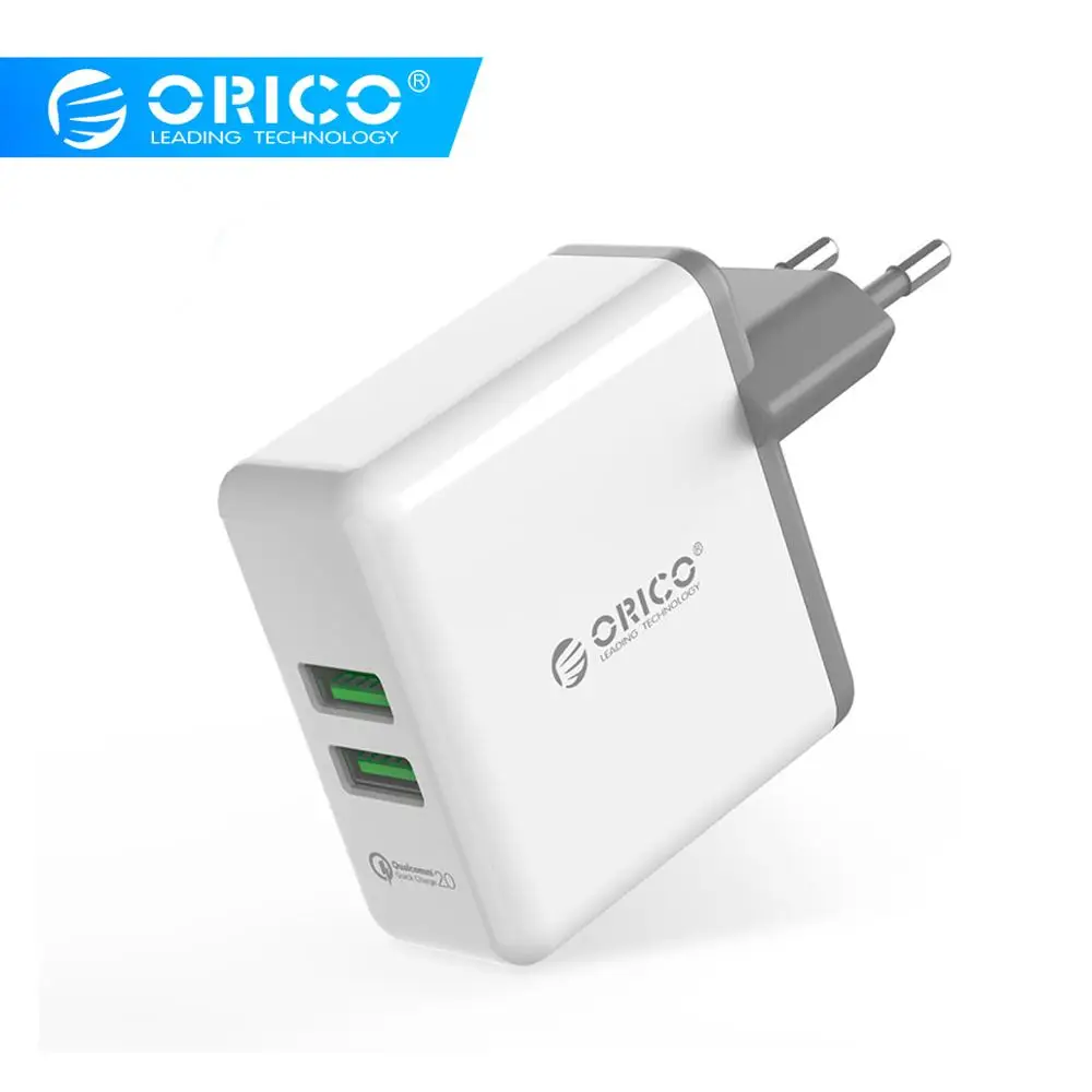 ORICO QC2.0 USB быстрое настенное зарядное устройство, 2 порта, портативная Быстрая зарядка для iPhone iMac, ноутбуков, телефонов, зарядное устройство для путешествий