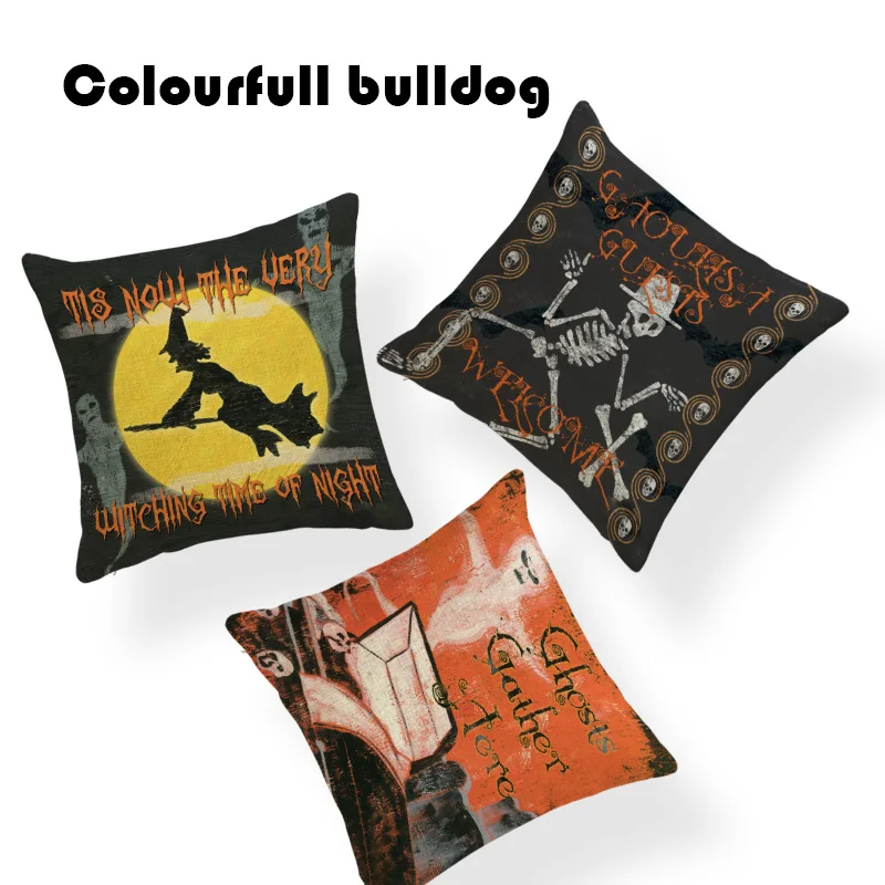 

Brand Cushion Cover Nordic Style Broomsticks Witch Pillow Cases Outdoor Small Linen Home Decor Sofa Crowe Halloween Throw Pillow