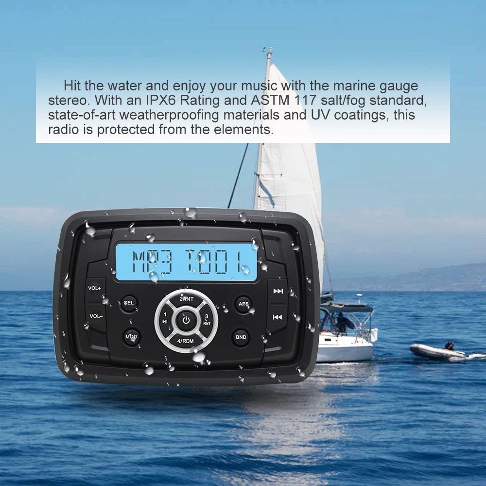 Морской лодка Bluetooth Радио FM AM стерео Автомобильный MP3-плеер аудио+ " Морской Водонепроницаемый Колонка для мотоцикла открытый ATV UTV Динамик s