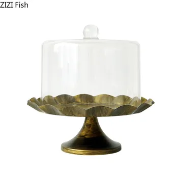 

24.5cm In Diameter Dome Cover Round Tray Metal Bread Plate Cake Decorating Tools Coffee Store Dessert Food Table Decoration