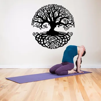 

Vinyl Wall Sticker Removable Yoga Studio Wall Decal Home Design Wall Mural Tree Life Yoga Branch Yoga Art Vinyl Wallpapper AY502