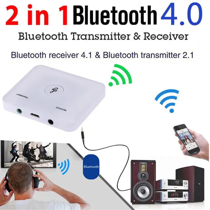 HIFI Bluetooth 4,0 аудио передатчик и приемник беспроводной A2DP 3,5 мм RCA Музыка 2 в 1 адаптер приемопередатчика поддержка AUX out