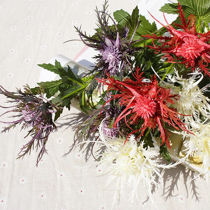 3 головки/ветка Leucospermum искусственные цветы для украшения свадьбы Искусственные цветы Пластиковые поддельные цветы Флер искусственное
