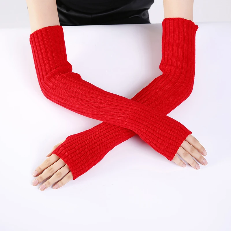 YOZIRON Fashion Winter Ladies Red Gloves Women Long Fingerless Gloves