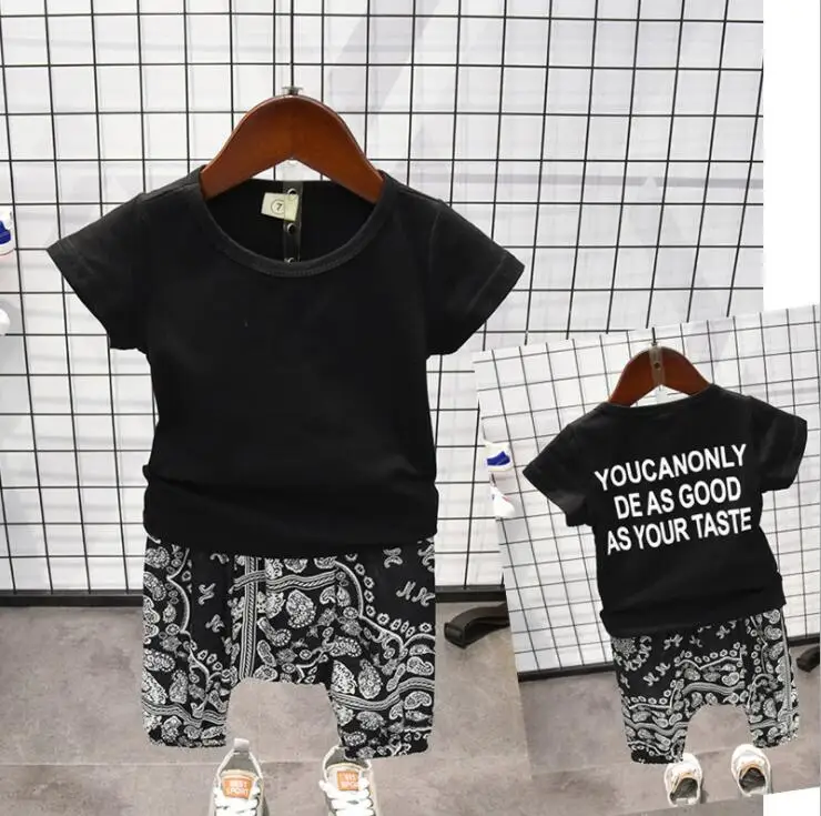 Boy Summer Clothing Set Clothes Kids Short Sleeves Print Shirt + Flower Shorts 2pcs Suit Children 2-7years | Детская одежда и