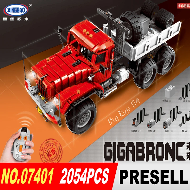 

Xingbao 07401 2054Pcs MOC Technic Series The Big Rigs T14 Set Building Blocks Bricks Children Educational DIY Toys Model Gift