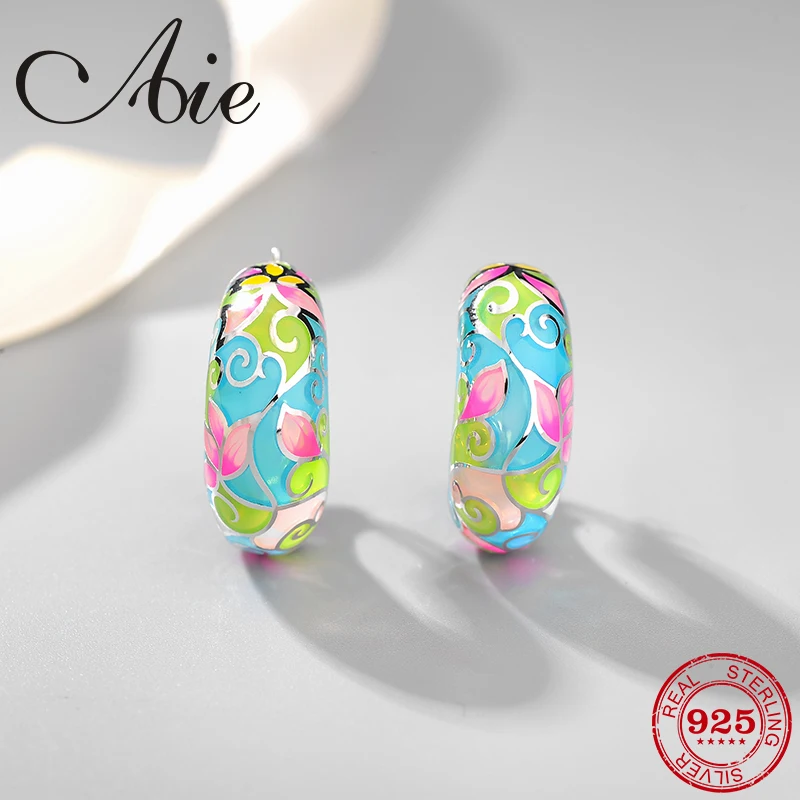 

Fashion 925 Sterling Silver DIY like dream Fairy tale flower colourful Enamel fine Dangle Earrings Party Jewelry