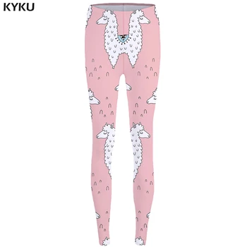 

KYKU Brand Alpaca Leggings Pink Sexy Leggings Animal legging femme Sheep Trousers for High Waist Leggins fitness Women