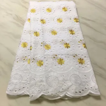 

Nigerian Lace fabrics 2019 Gold African Swiss Voile Lace High Quality Swiss Voile Lace in Switzerland For Cloth Dress 1611