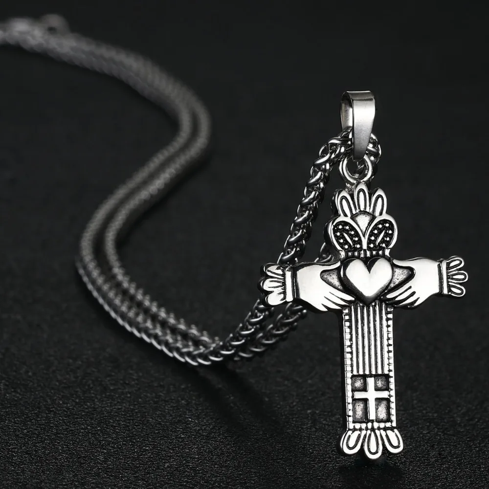 Нержавеющая сталь Claddagh кулон Цепочки и ожерелья сердце любовь Crown лояльности