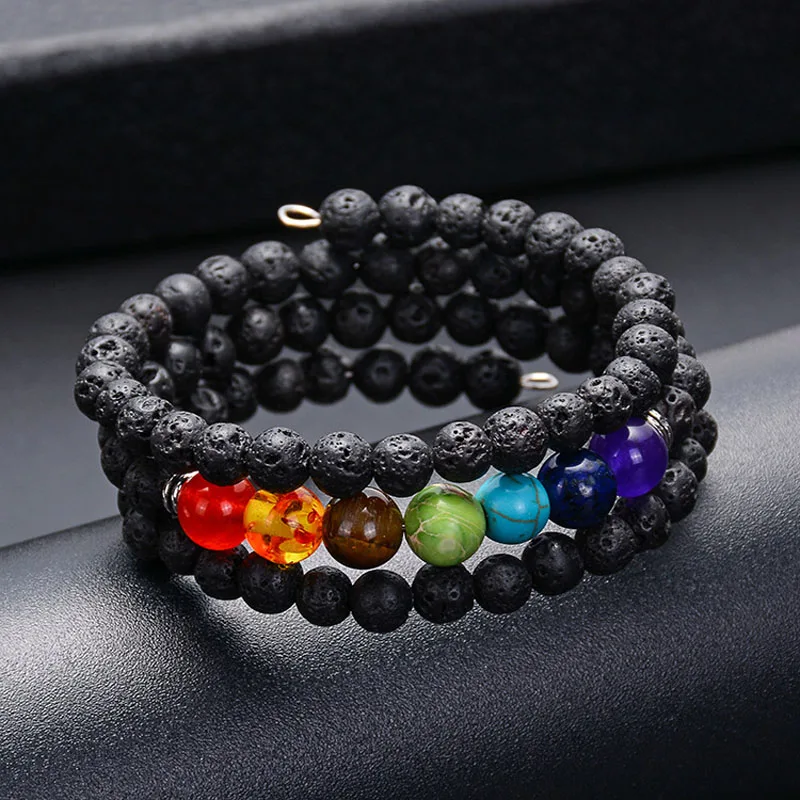 

2019 Multilayer Buddhism Yoga Wrap Bracelet Women Reiki Natural Stone 7 Chakra Bracelet Women Creative Spiritual Gift DY-03