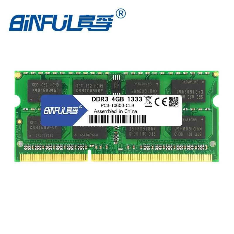 Binful DDR3 4G 1333 мГц PC3-10600 оперативной памяти memoria для ноутбук нетбук 204pin 1,5 В sodimm