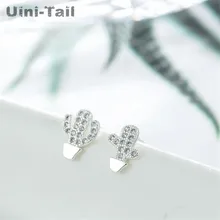 Uini-Tail горячие новые 925 стерлингового серебра моды Асимметричный кактус микро-Набор Серьги Корейский простой темперамент тенденция сладкий ED145