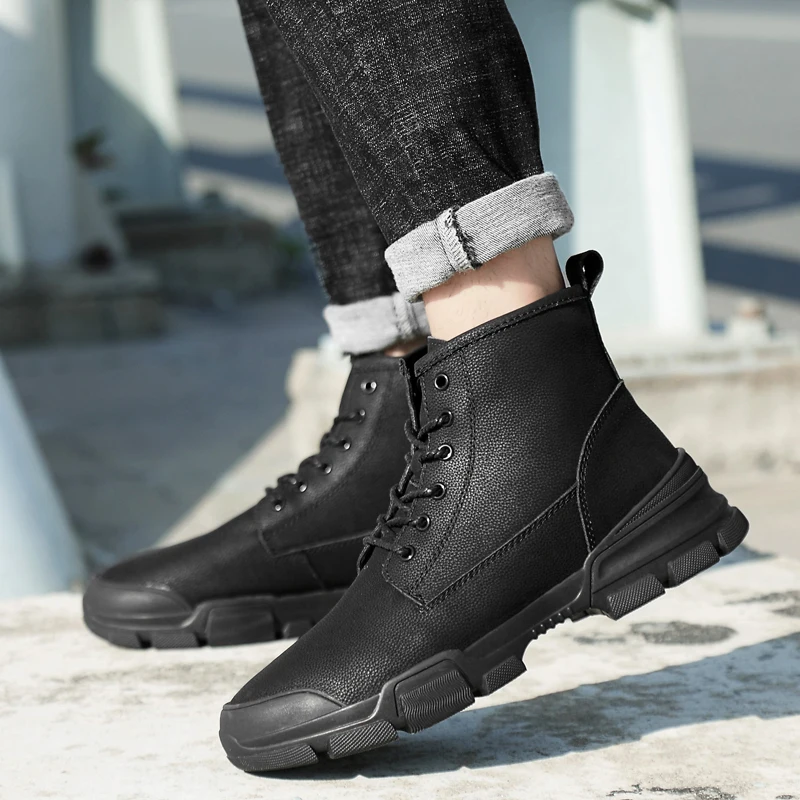 High Quality Autumn Men's Boots Leather Winter Warm Shoes Motorcycle Mens Ankle Boots Autumn Men Oxfords Shoes