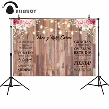 Fundo da foto do casamento de allenjoy luz de madeira post flor brilho festa romântica photocall boda personalizado fotografia banner