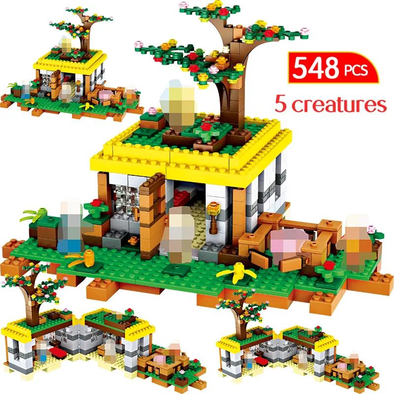 

548PCS Toys For Children My World Building Blocks LegoINGLYS Minecrafted Stone House Adventure Educational Bricks Kids Gifts